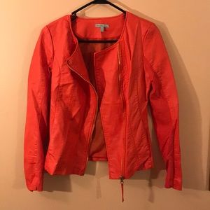 Red Orange Faux leather jacket